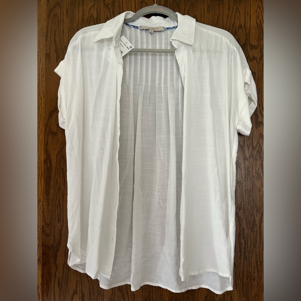 NWT Nordstrom Rack Casa Cabana White Short Sleeve Button-Up Shirt
